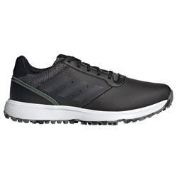 adidas S2G Leather Spikeless Golf Shoes - Black Grey Green