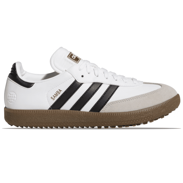 Compare prices on adidas Samba Limited Edition Spikeless Golf Shoes - White Black Gold 2022