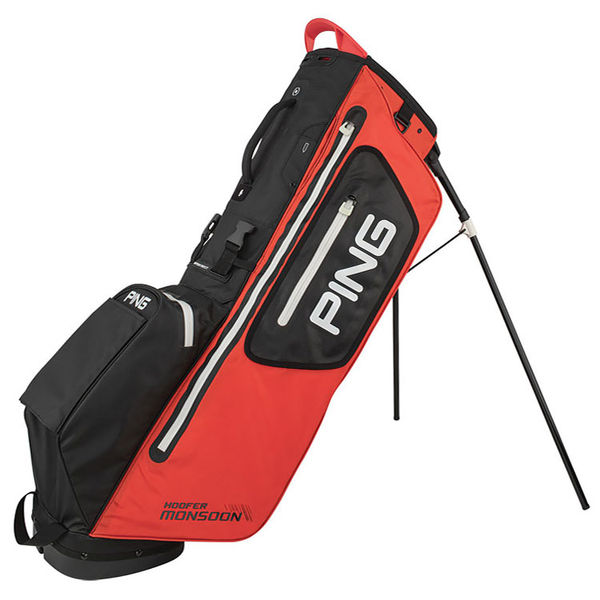 Compare prices on Ping Hoofer Monsoon Waterproof Golf Stand Bag - Scarlet Black White