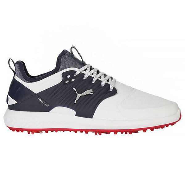 Compare prices on Puma Ignite PWR Adapt Cage Golf Shoes - Silver Peacoat White