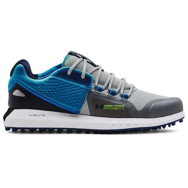 Compare prices on Under Armour HOVR Forge RC SL Golf Shoes - Mod Gray Cruise Blue Academy